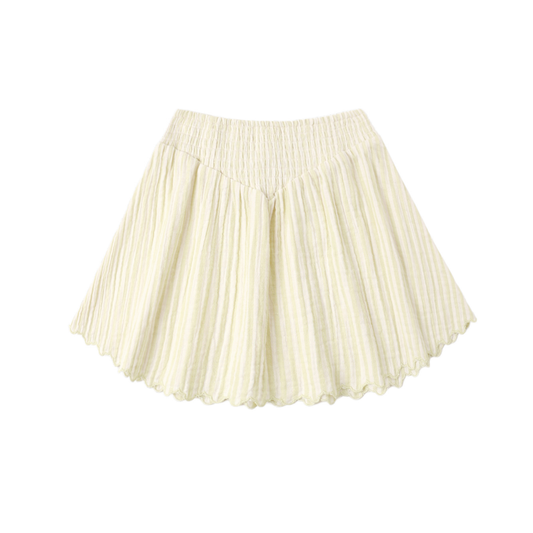 Rylee+Cru Citron Stripe Smocked Short Skirt