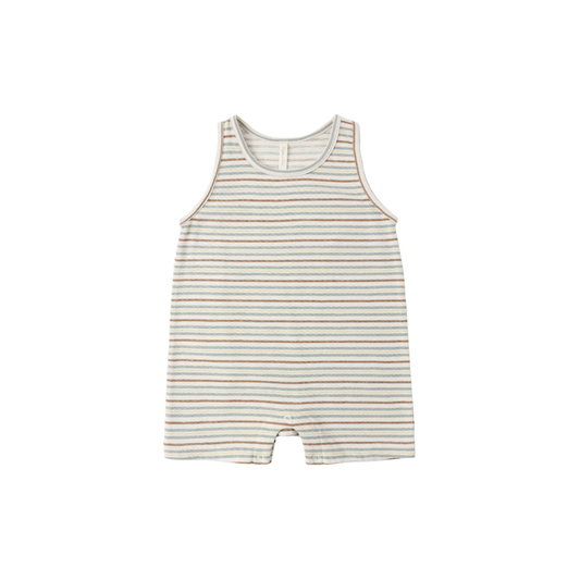 Rylee+Cru Ivory Vintage Stripe Romper