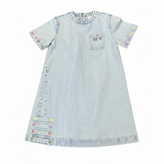 Limited Edition Light Blue Denim Snap Dress