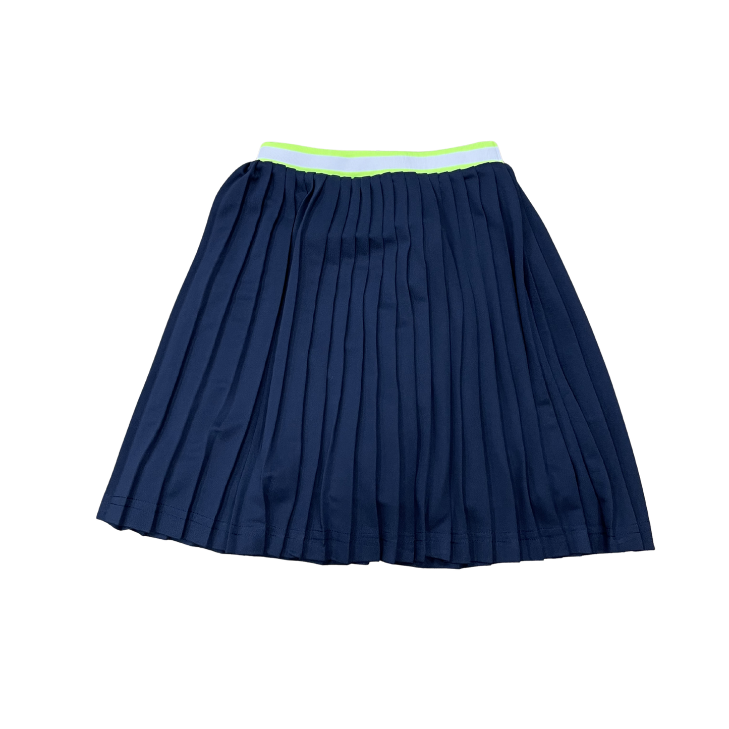 Charlotte & George Navy Pleated Skirt With Striped Elastic Waistband