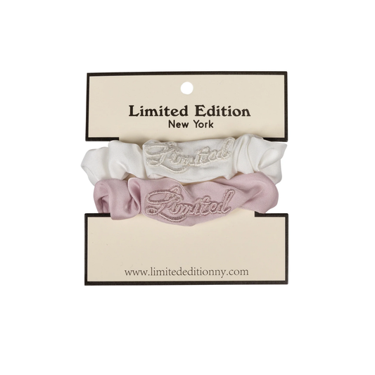 Limited Edition White/Powder Pink Monochromatic Satin Mini Scrunchie Set