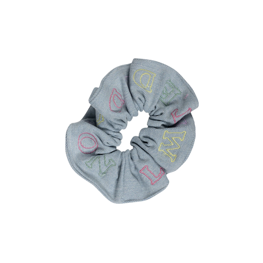 Limited Edition Light Blue Embroidered Logo Scrunchie