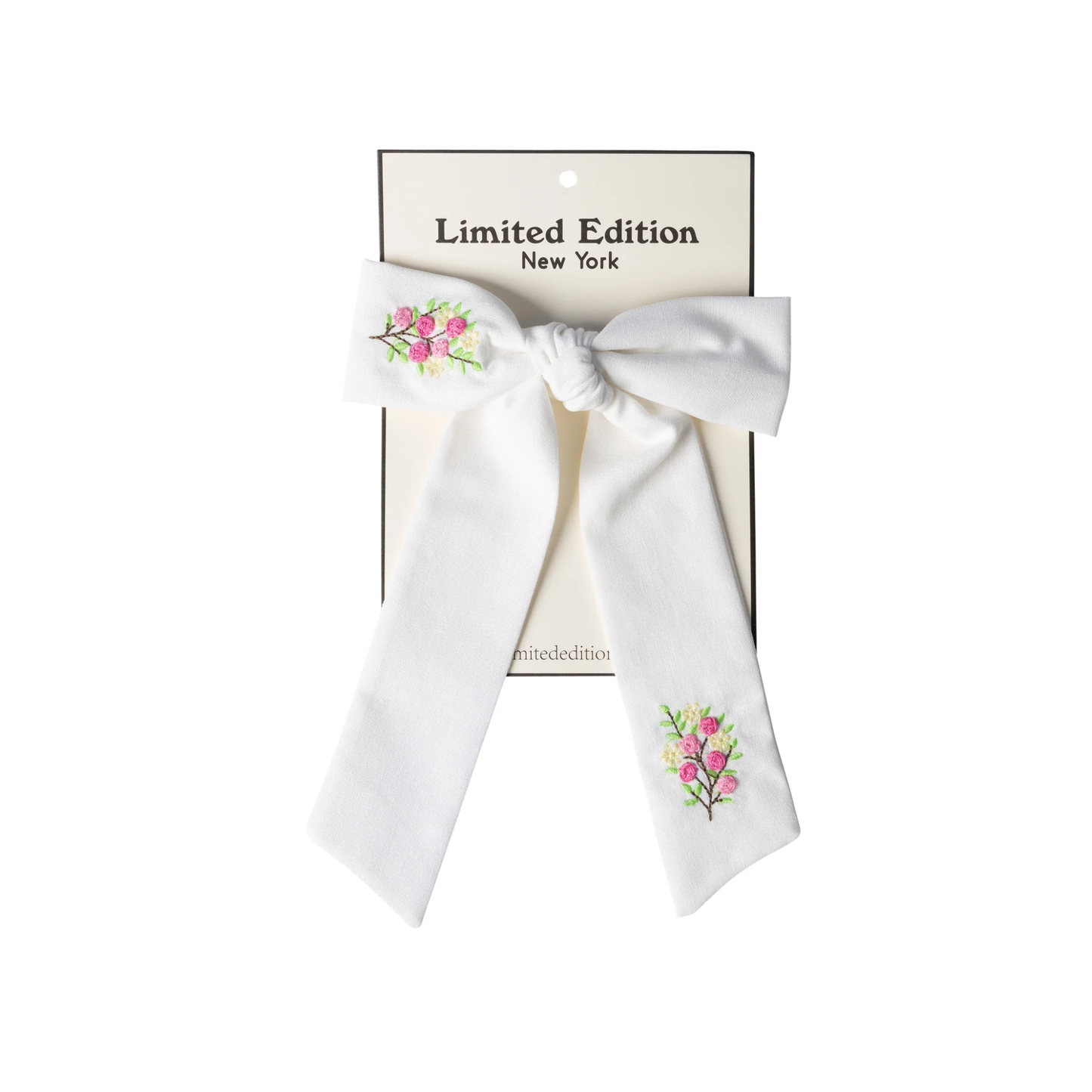 Limited Edition White Floral Embroidered Bow