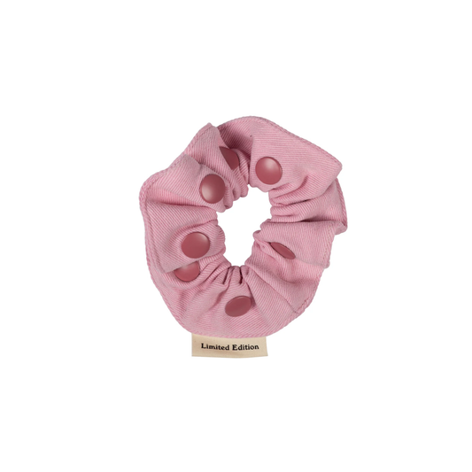 Limited Edition Pale Pink Denim Snap Scrunchie