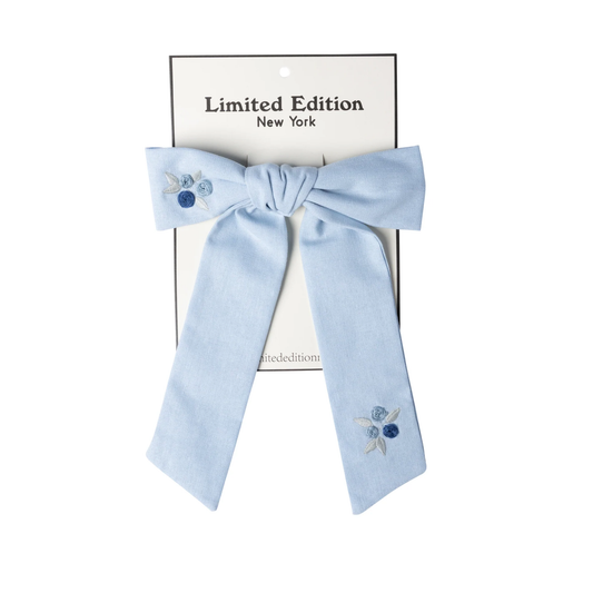 Limited Edition Light Blue Floral Embroidered Bow