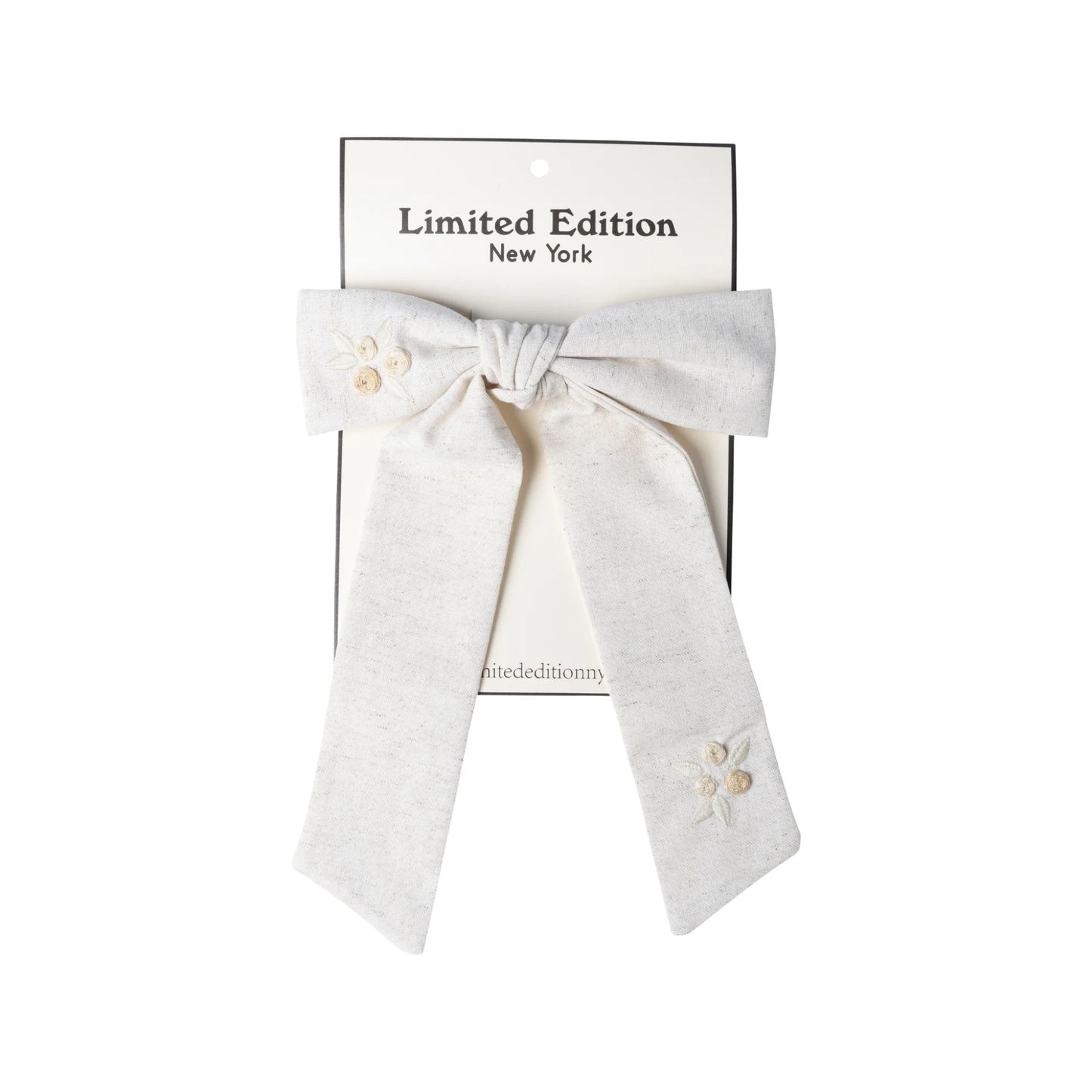 Limited Edition Sand Floral Embroidered Bow