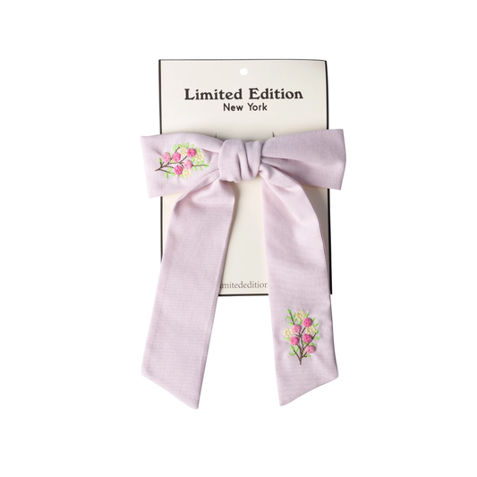 Limited Edition Pale Pink Floral Embroidered Bow