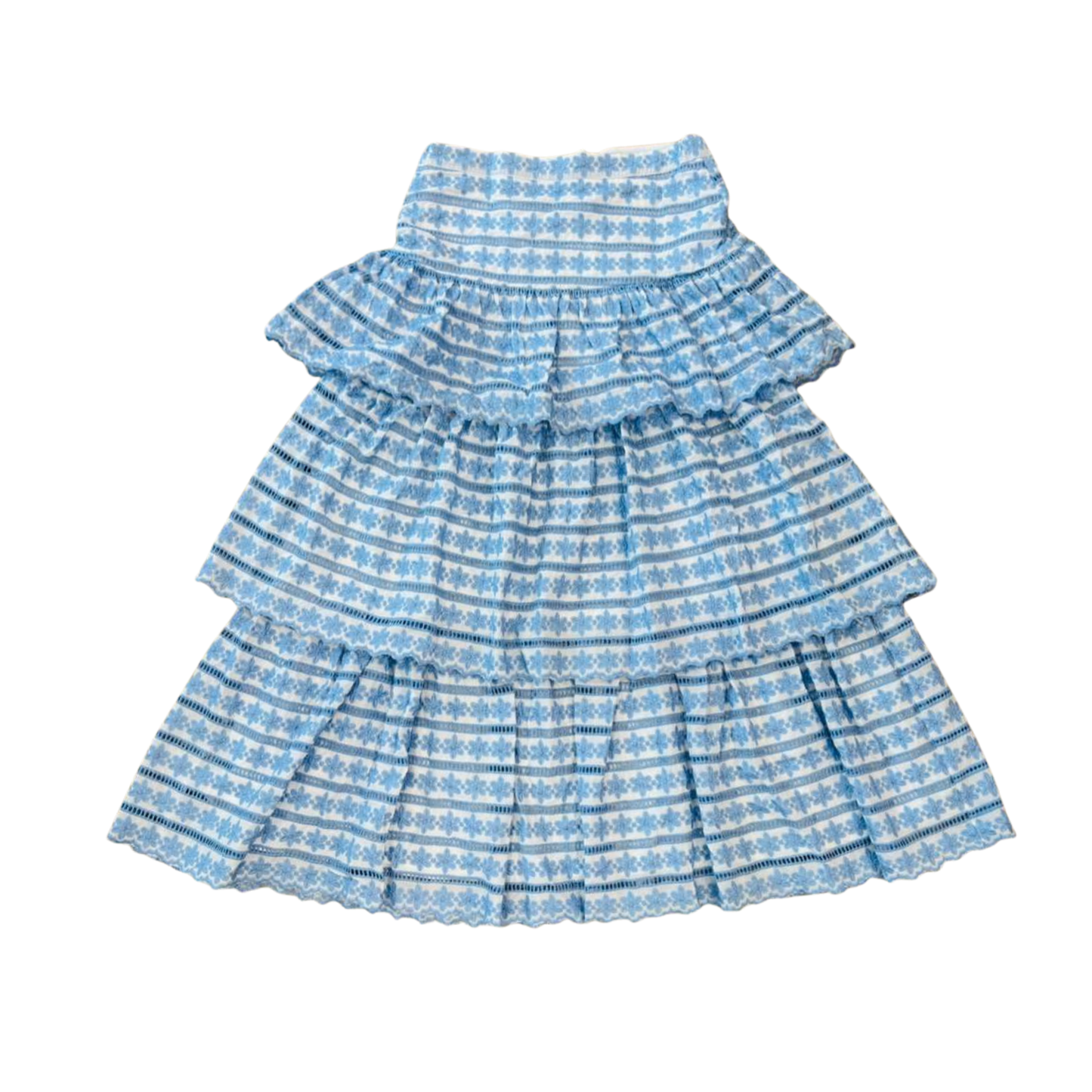 Marlo Kids Powder Blue Odessa Frill Embroidered Maxi Skirt