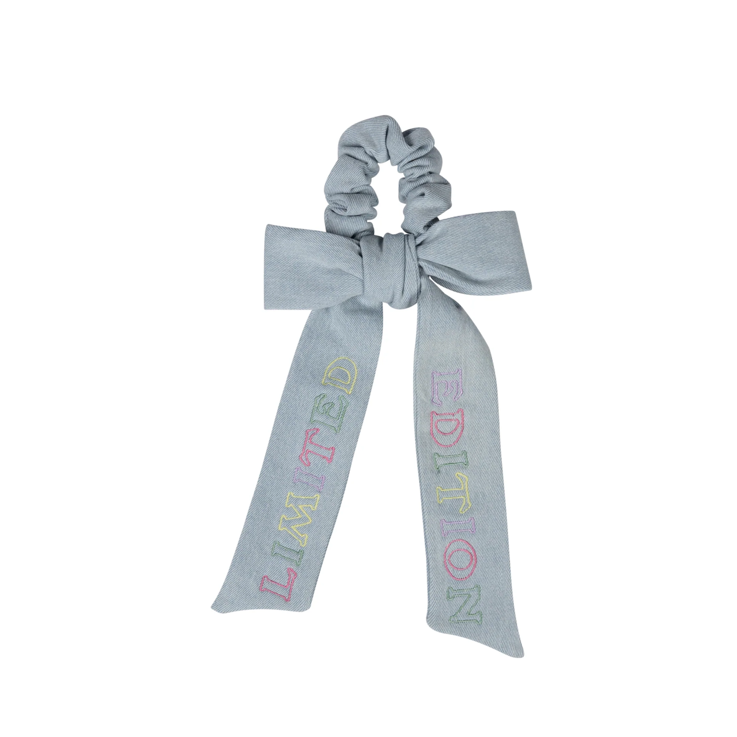 Limited Edition Light Blue Embroidered Logo Hair Tie