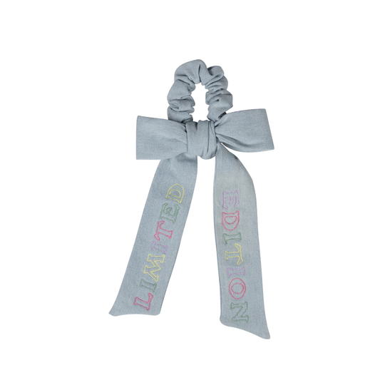 Limited Edition Light Blue Embroidered Logo Hair Tie