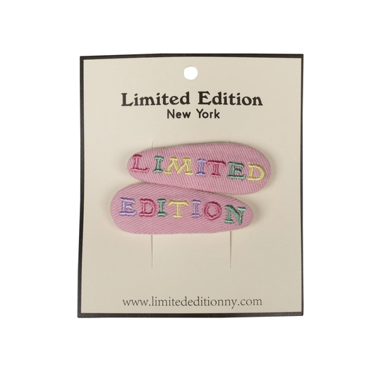 Limited Edition Pale Pink Embroidered Logo Snap Clip Set