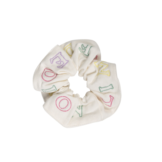 Limited Edition White Embroidered Logo Scrunchie