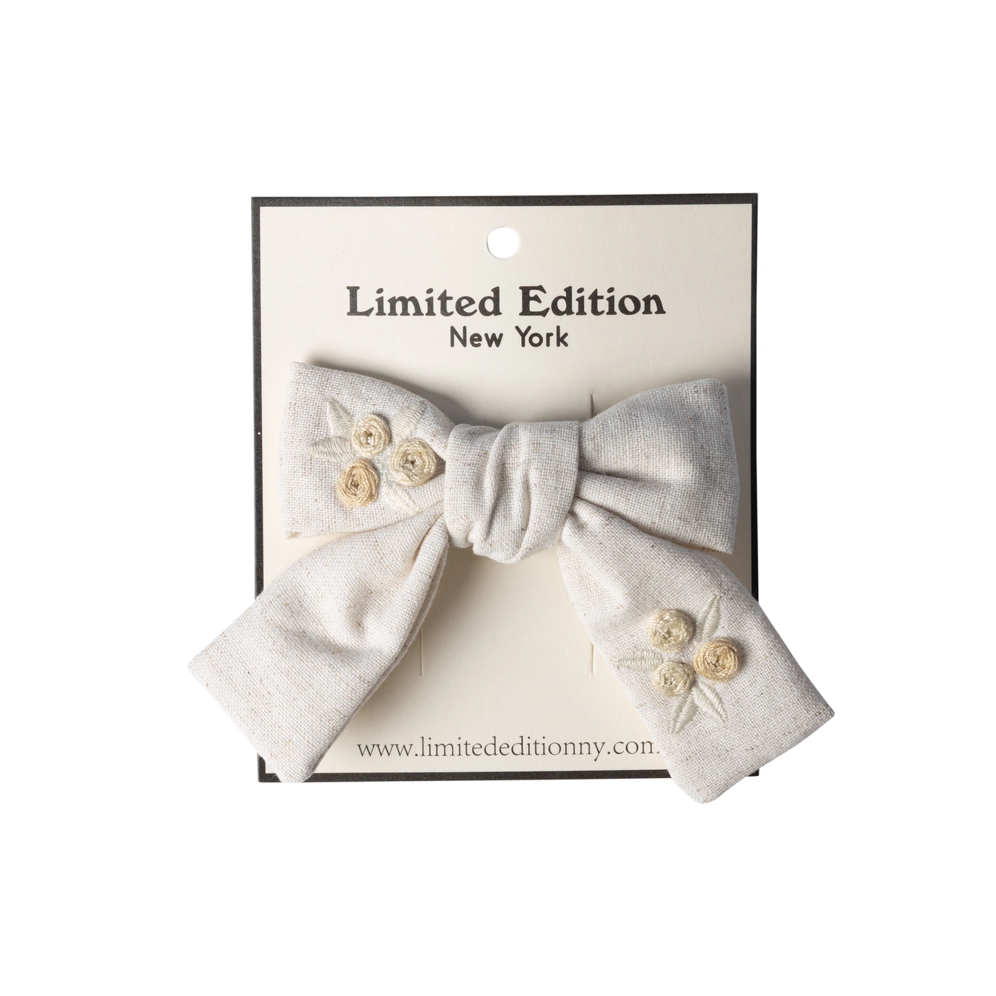 Limited Edition Sand Floral Embroidered Bow Mini