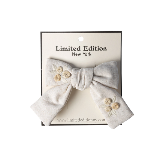 Limited Edition Sand Floral Embroidered Bow Mini
