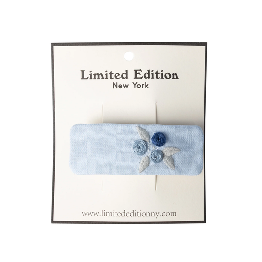 Limited Edition Light Blue Floral Embroidered Hair Clip