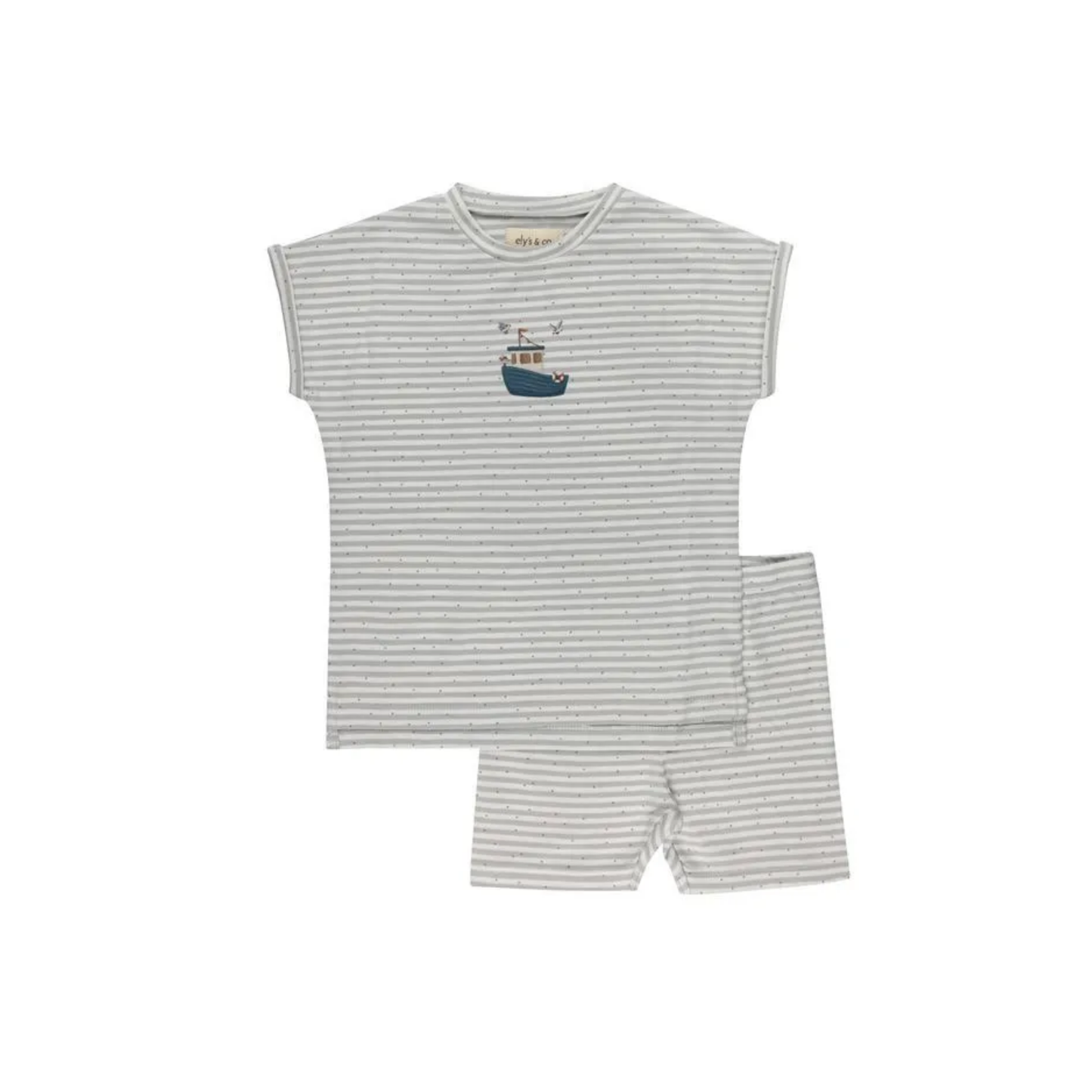 Ely's & Co Blue Nautical Stripe Shorts Set