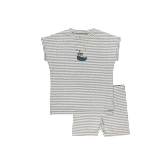 Ely's & Co Blue Nautical Stripe Shorts Set