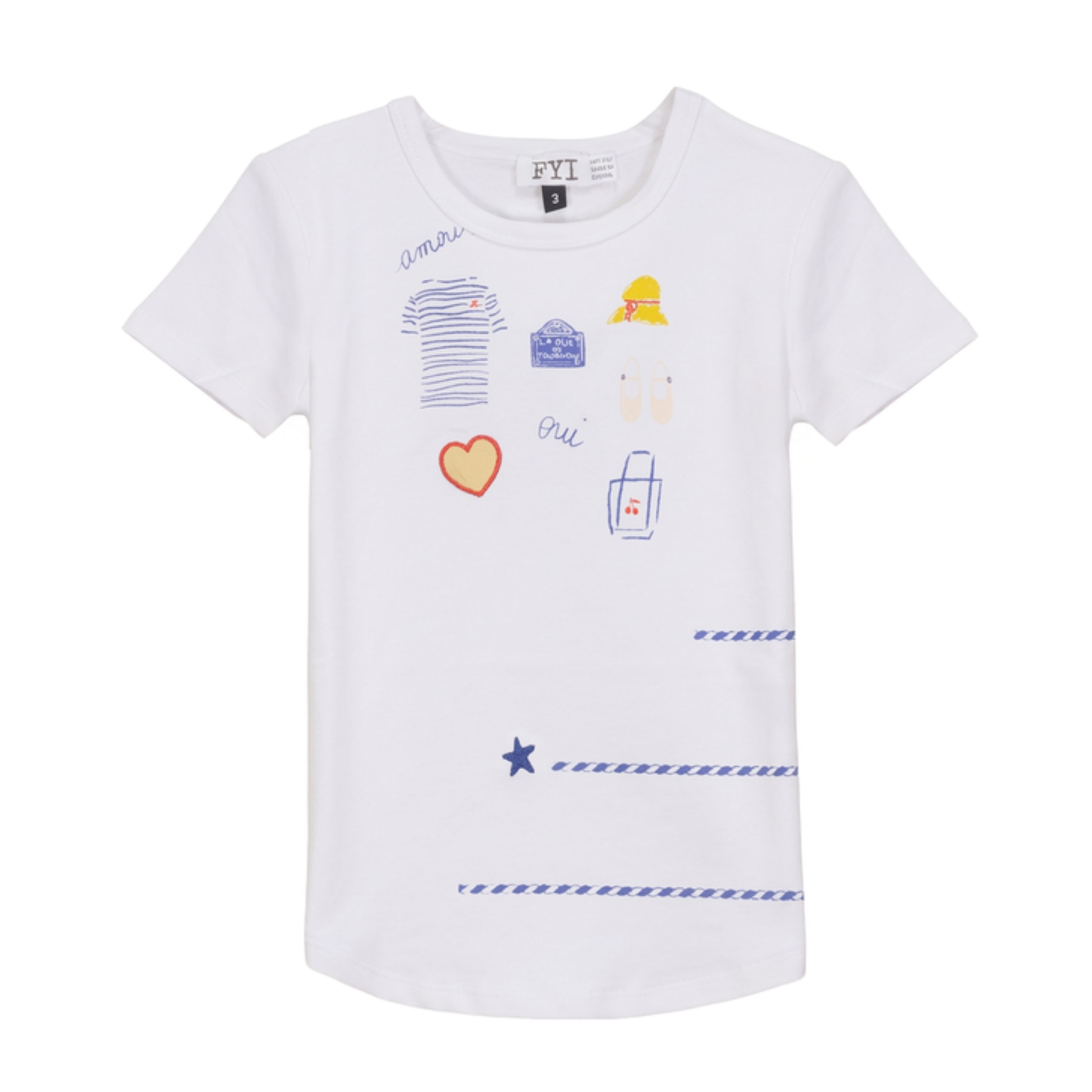 FYI White Top With Multi Print At Front