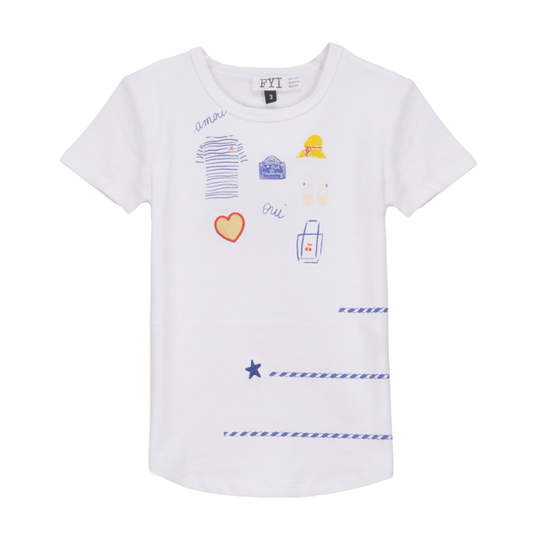 FYI White Top With Multi Print At Front