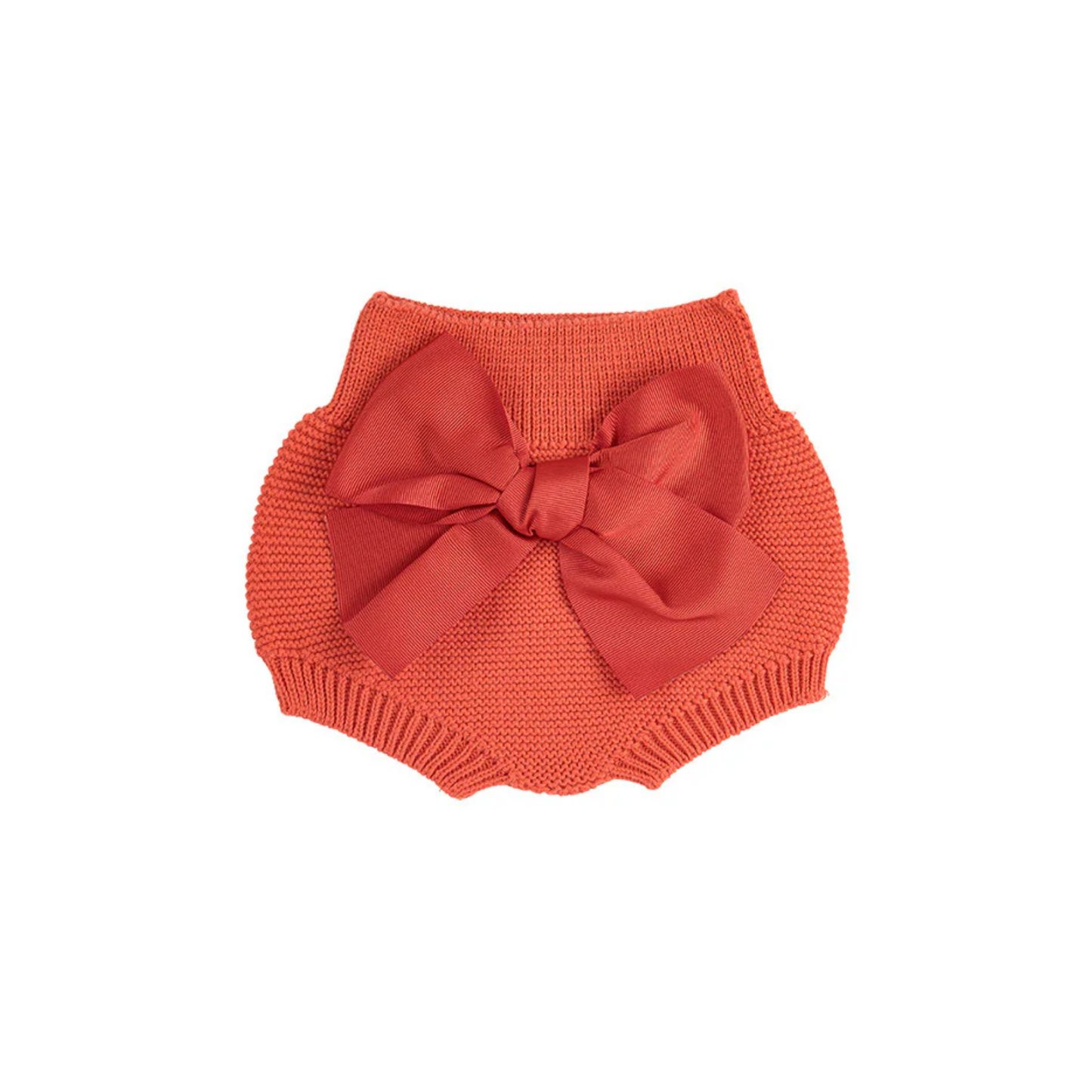 Condor Garter stitch romper w/ grosgrain bow