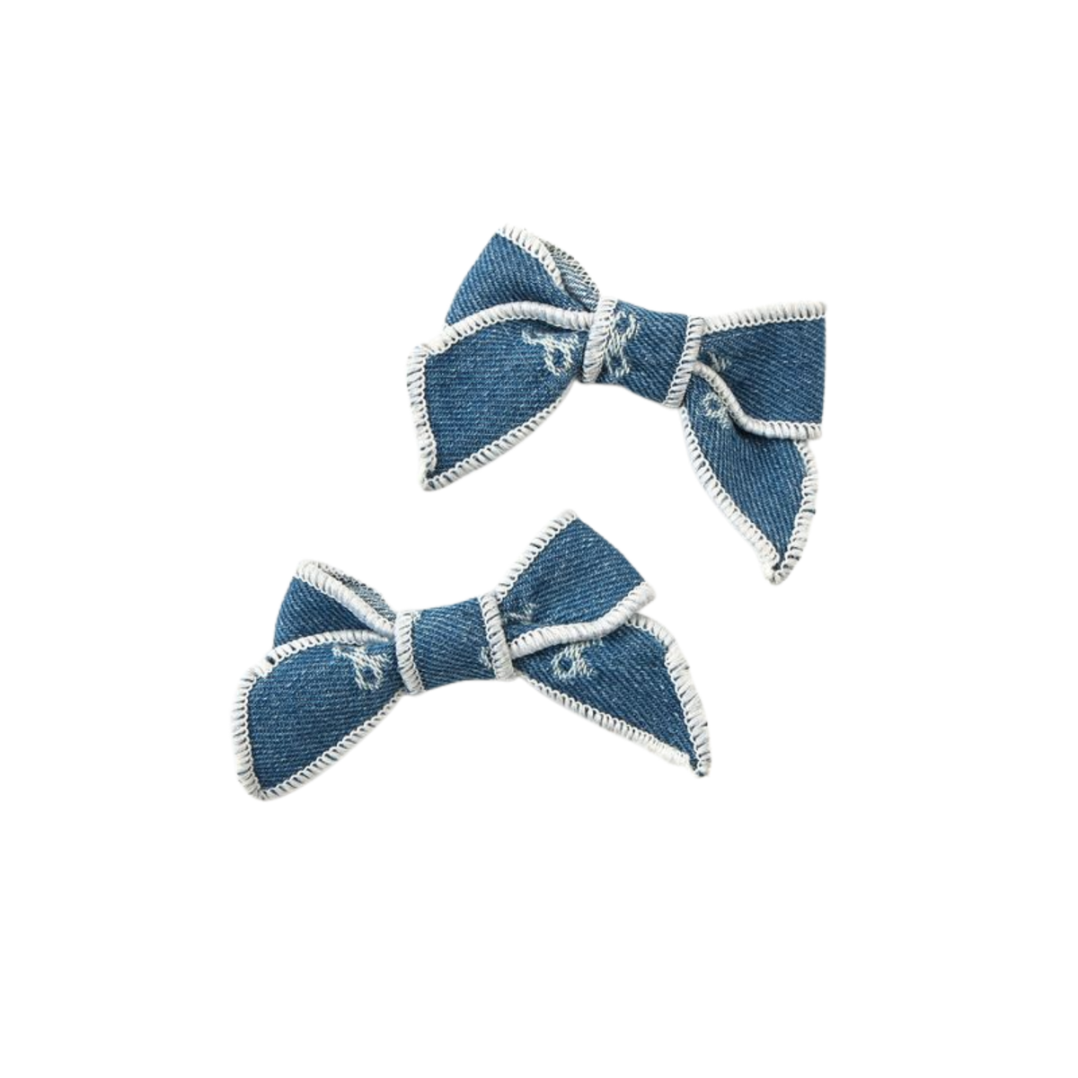Halo Rae Denim Signature Bow Printed Double Clip Set