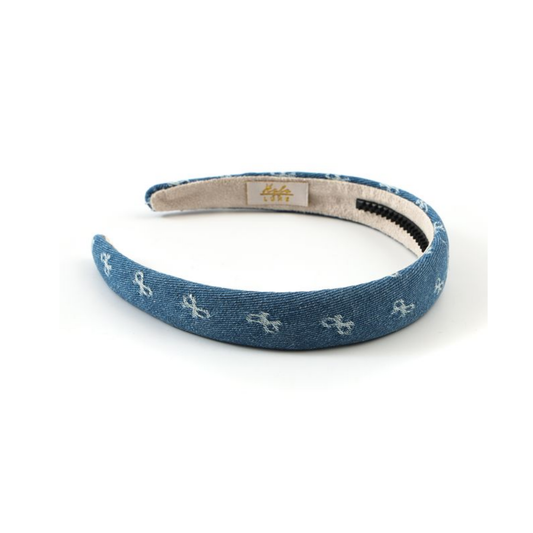 Halo Rae Denim Signature Bow Printed Headband