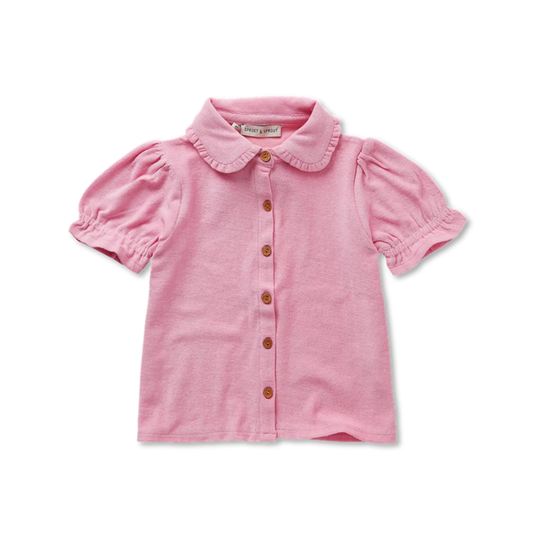 Sproet & Sprout Pink Ruffle Short Sleeve Blouse