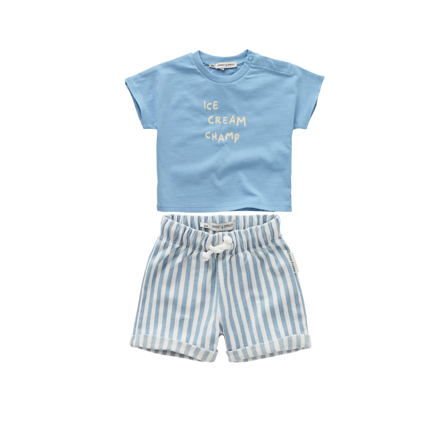 Sproet & Sprout Blue Ice Cream Stripe Shorts Set