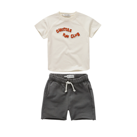 Sproet & Sprout Ivory/Grey Cheetah Club Shorts Set