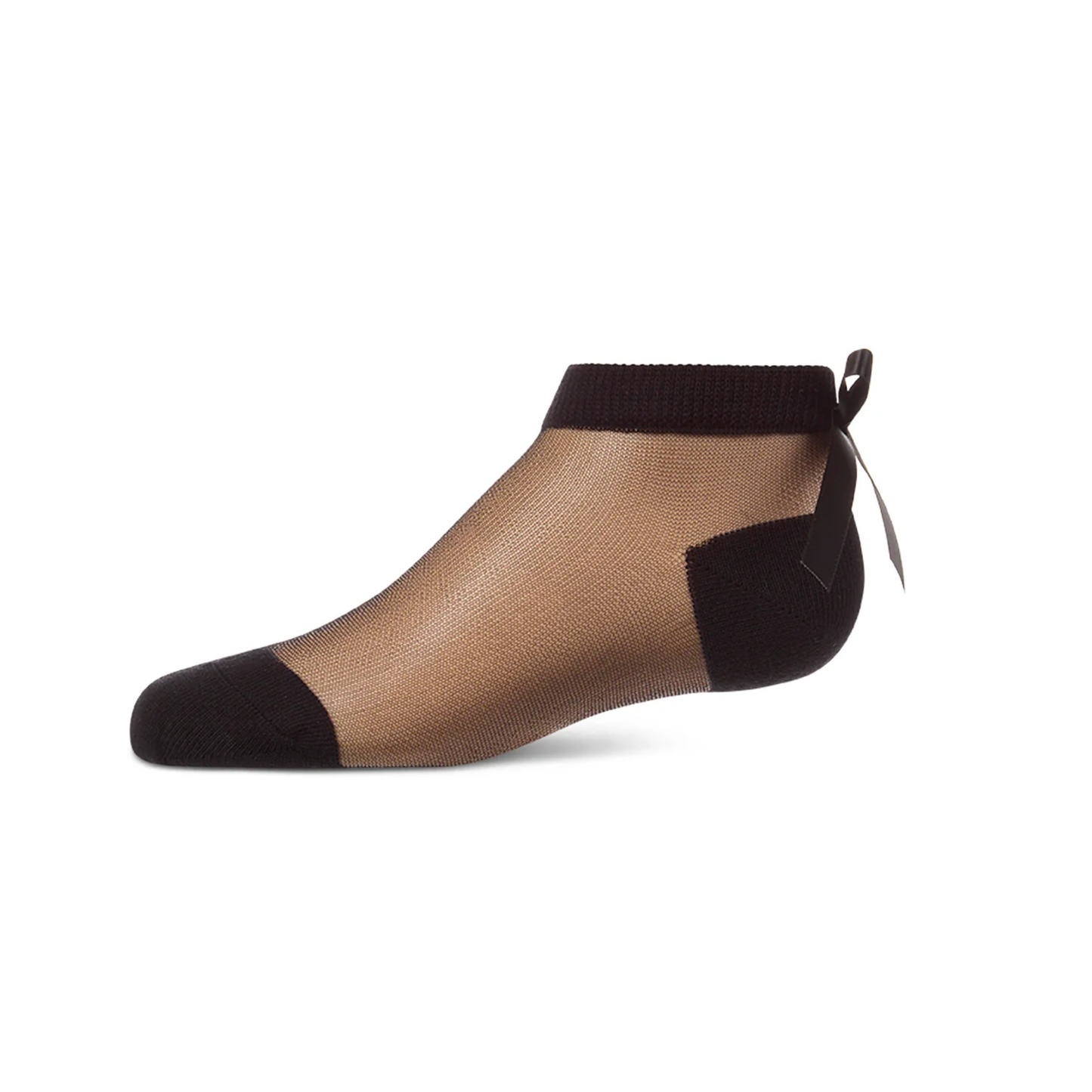 Memoi Black Sheer Satin Bow Anklet