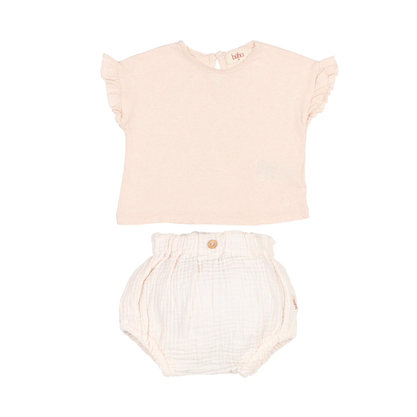 Buho Cream Pink Linen Bloomer Set
