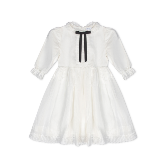 Little Parni White Evening Bow Long Dress