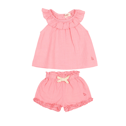 Buho Sugar Pink Ruffle Shorts Set