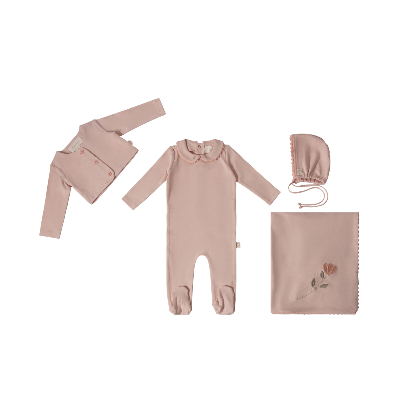 Citrine Pink Tonal Ric Racric Rac Footie Set