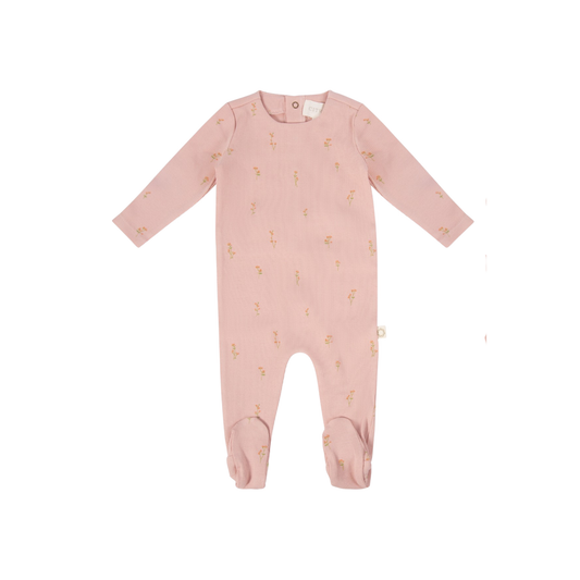 Citrine Pink Tonal Stem Flower Footie