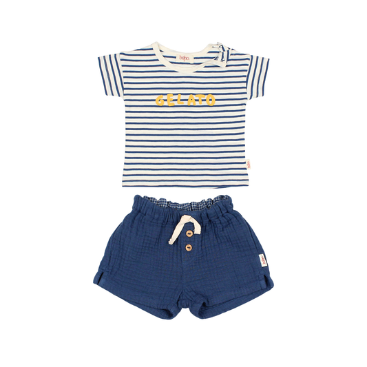 Buho Navy Stripes Shorts Set