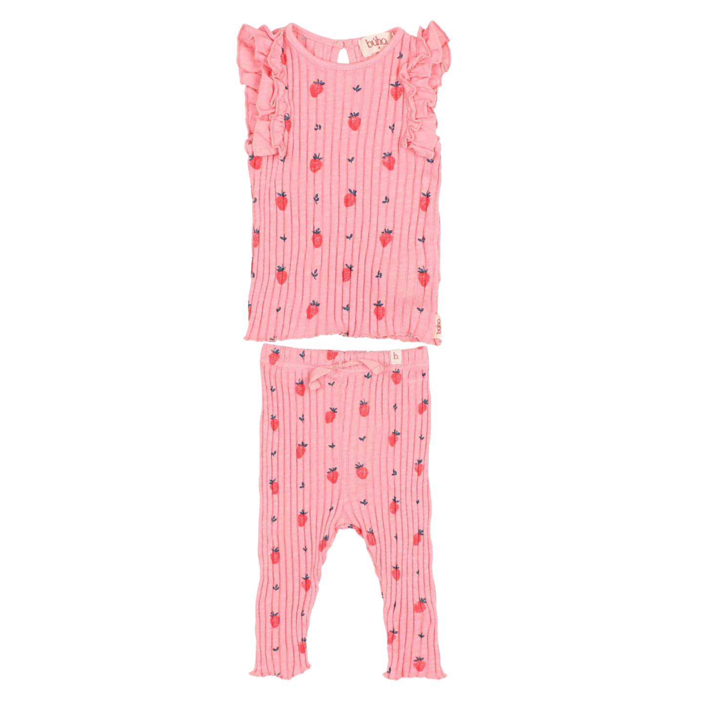 Buho Sugar Pink Ruffle Strawberry Leggings Set