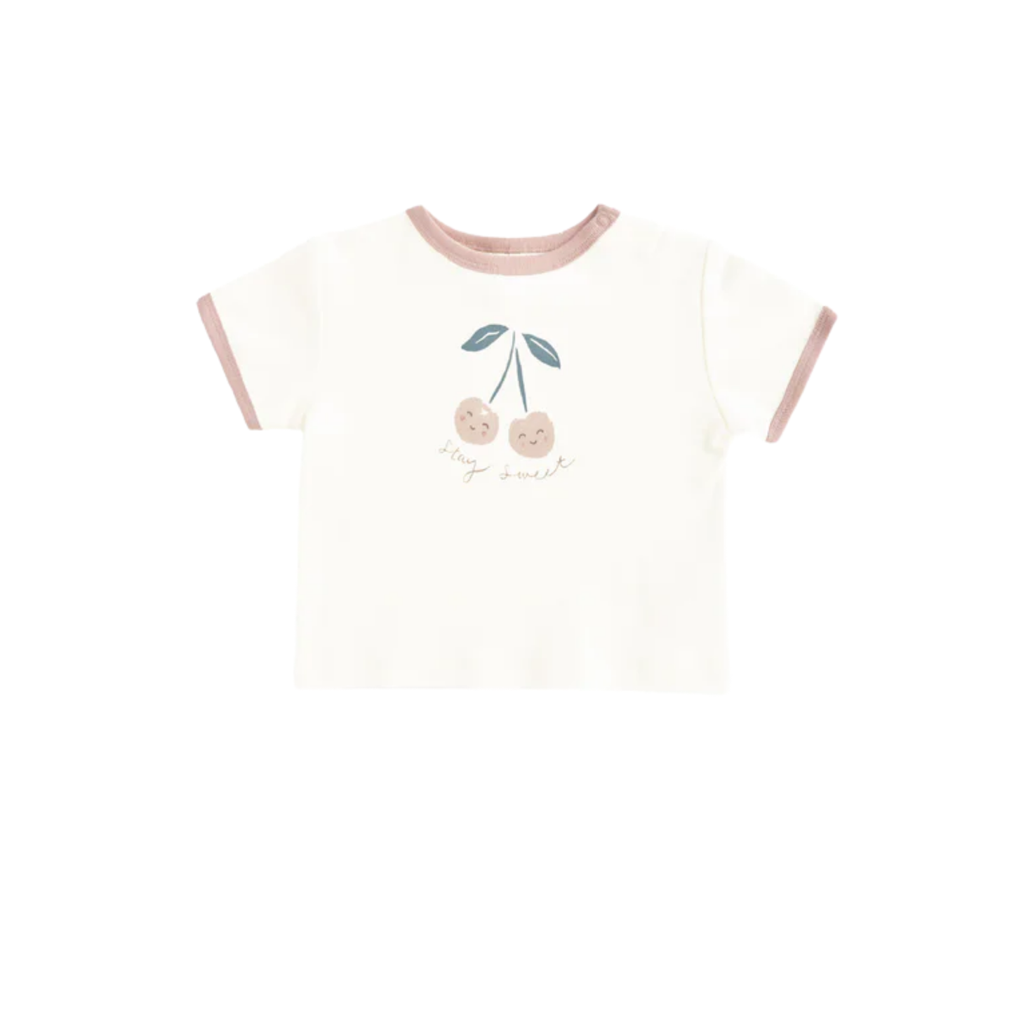 Quincy Mae Ivory/Blush Cherry Short Sleeve Shirt
