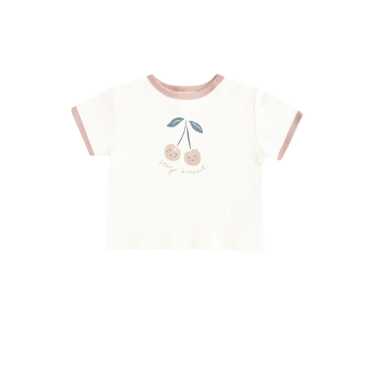 Quincy Mae Ivory/Blush Cherry Short Sleeve Shirt