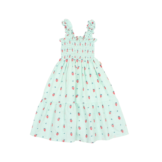 Buho Aqua Strawberry Sleeveless Dress