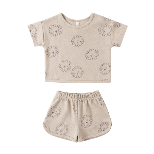 Quincy Mae Oat Lion Spongy Shorts Set