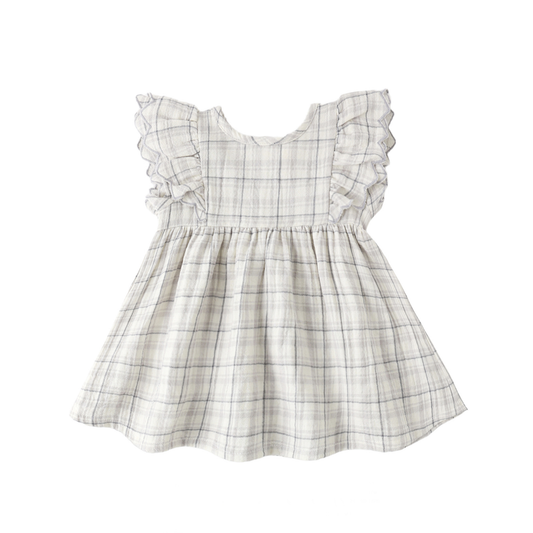 Quincy Mae Blue Alina Plaid Short Sleeve Dress