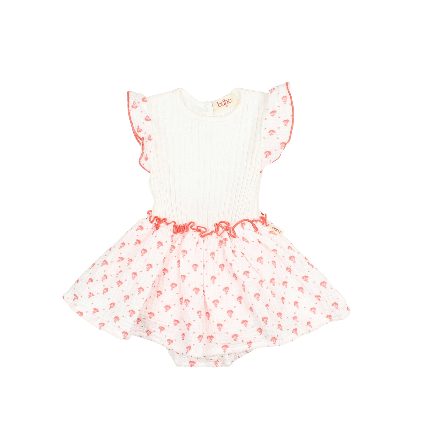 Buho Coral Bali Ruffle Dress