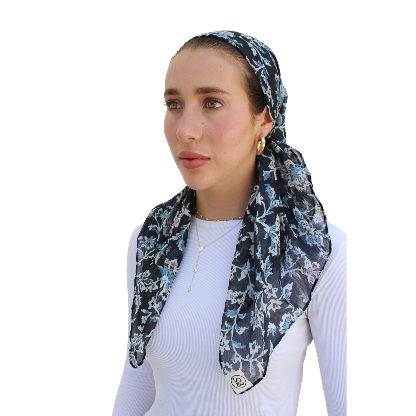 The Scarf Bar Frosted Florals Square Headscarf