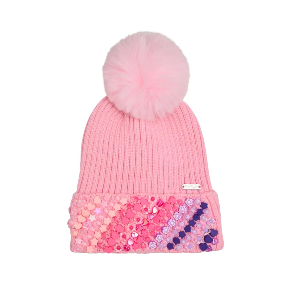 Bari Lynn Pink Charm Cuff With Fur Pom Hat
