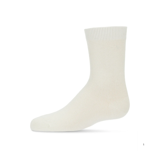 Memoi Toddlers and Kids Basic Soft Rayon from Bamboo Crew Socks Winter White - Mk-6166