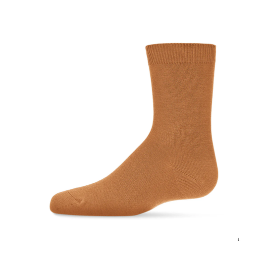 Memoi Toddlers and Kids Basic Soft Rayon from Bamboo Crew Socks Toffee - Mk-6166