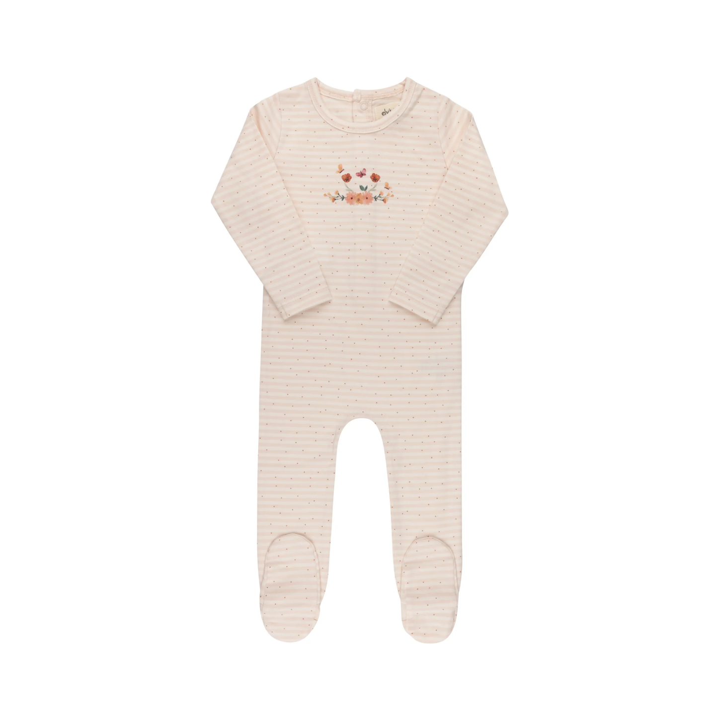 Ely's & Co Ivory Pink Floral Stripe Footie