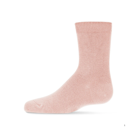 Memoi Toddlers and Kids Basic Soft Rayon from Bamboo Crew Socks Petal Pink - Mk-6166