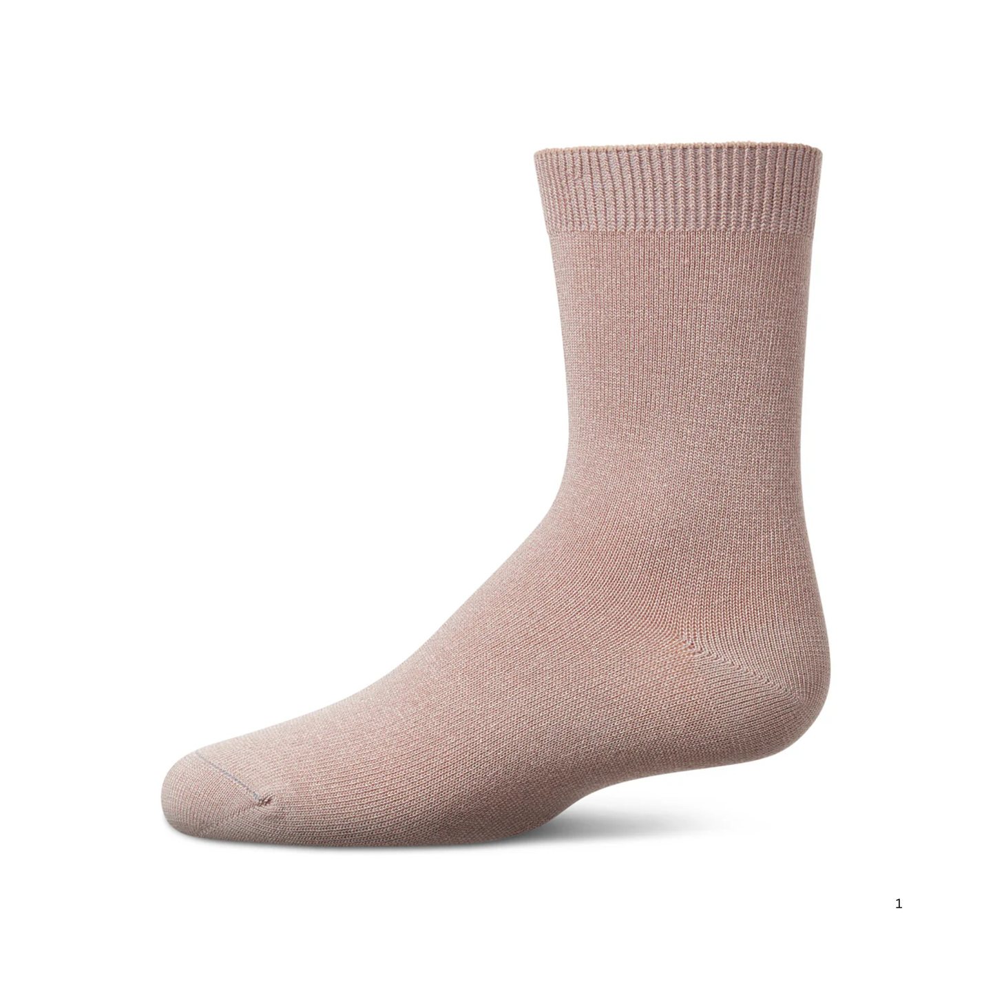 Memoi Light Mauve Toddlers and Kids Basic Soft Rayon from Bamboo Crew Socks